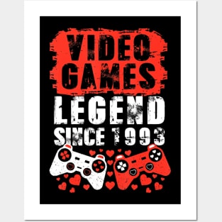 Gaming 1993 Birthday Video Games Birthday Gamer Posters and Art